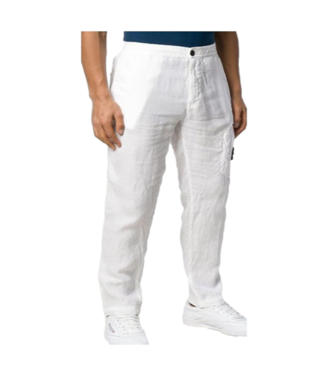 STONE ISLAND WHITE CARGO PANTS FRESH CLOTHING