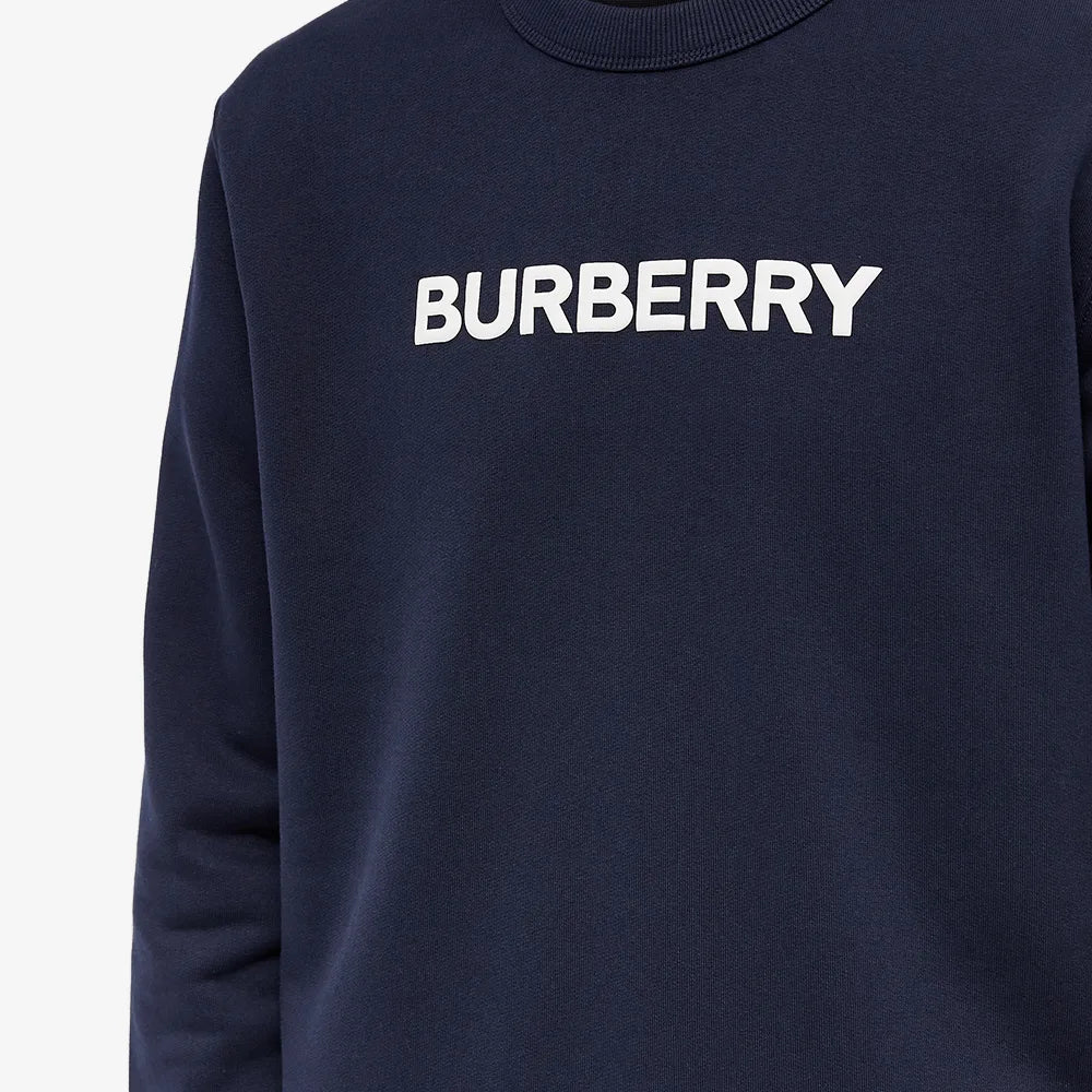 BURBERRY BURLOW LOGO CREW SWEAT DARK CHARCOAL BLUE