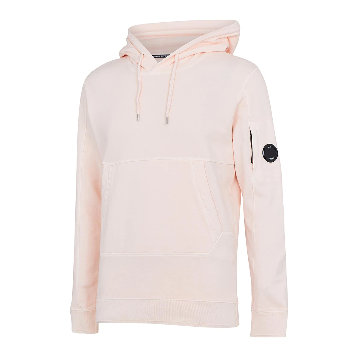 CP COMPANY COTON FLEECE RESIST DYED HOODIE IN BLEECEHED APRICOT