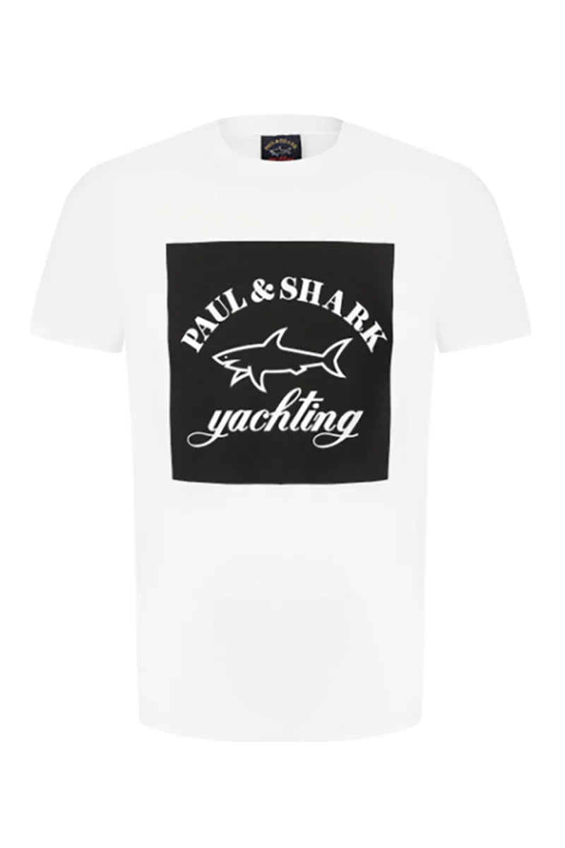 PAUL & SHARK T-SHIRT WITH BLACK LOGO-WHITE