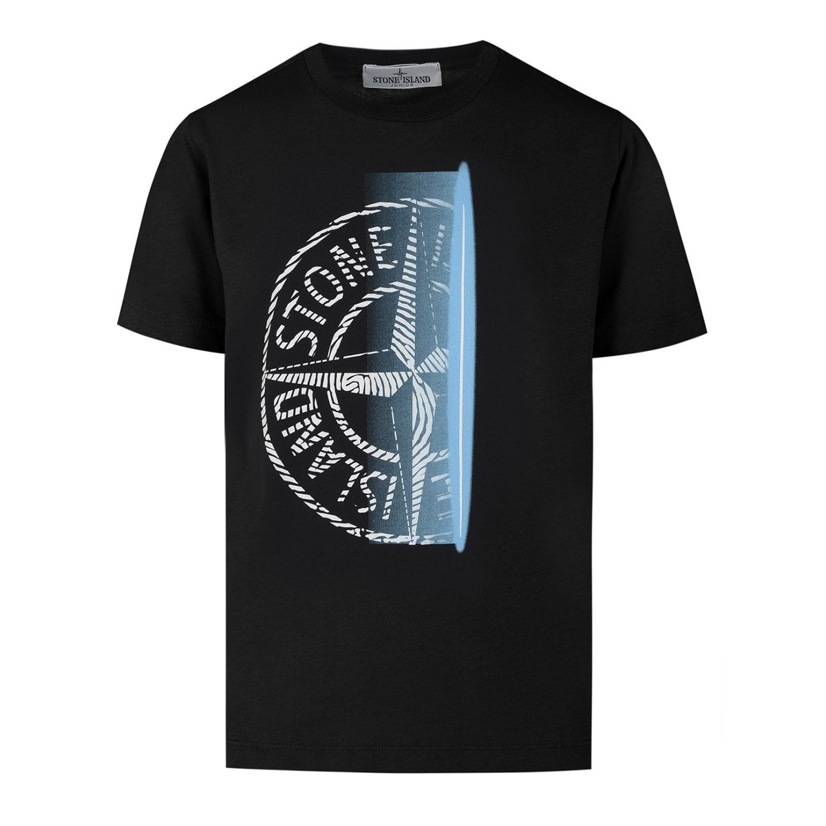 STONE ISLAND JUNIOR FINGERSCAN PRINT T-SHIRT IN BLACK