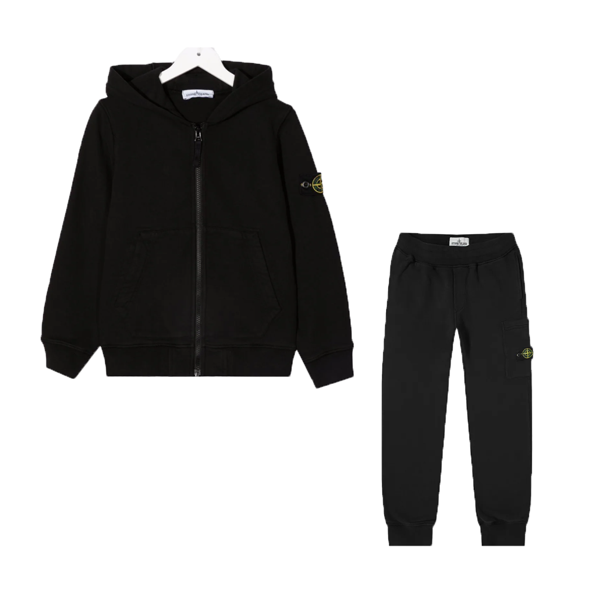 STONE ISLAND JUNIOR ZIP TRACKSUIT IN BLACK