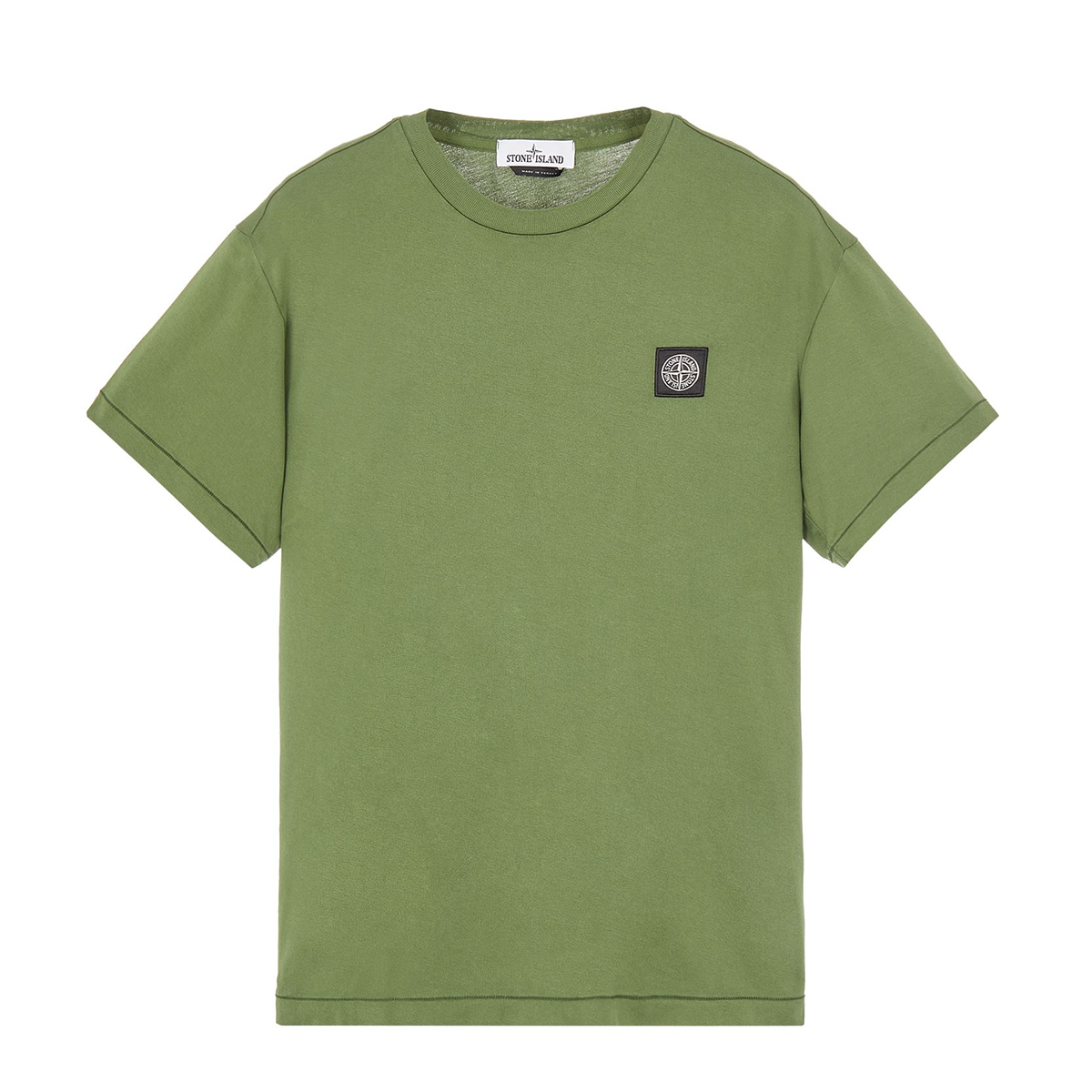 STONE ISLAND LOGO PATCH T-SHIRT IN OLIVE GREEN