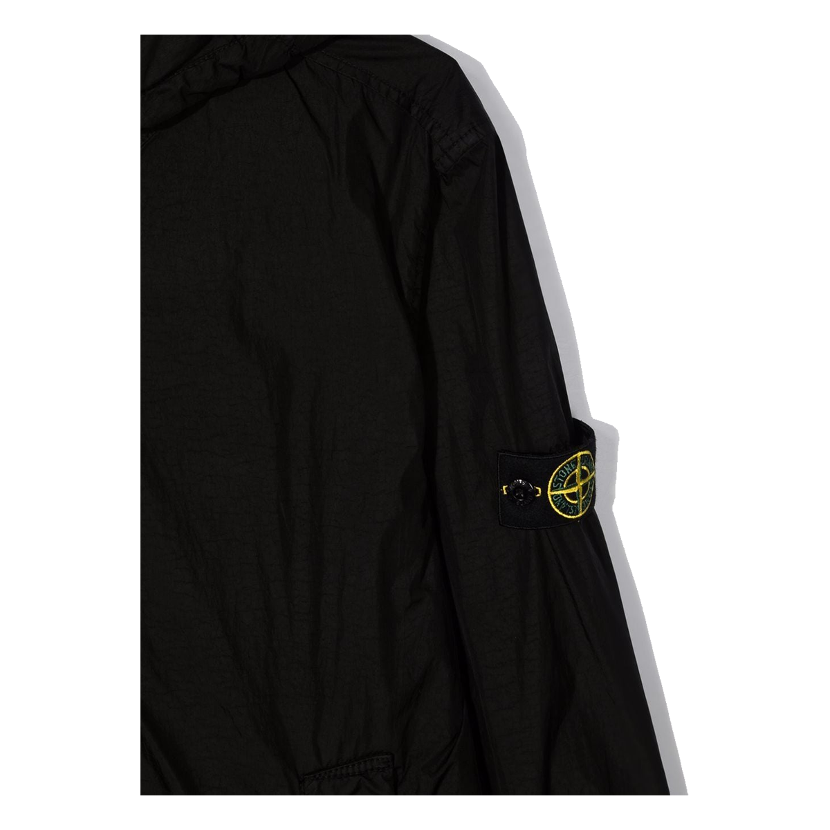 STONE ISLAND JUNIOR SHOWERPROOF HOODED JAKCET IN BLACK