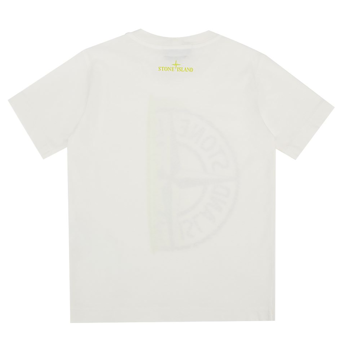 STONE ISLAND JUNIOR THUMBPRINT COMPASS T-SHIRT IN NAURAL WHITE