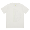 STONE ISLAND JUNIOR THUMBPRINT COMPASS T-SHIRT IN NAURAL WHITE