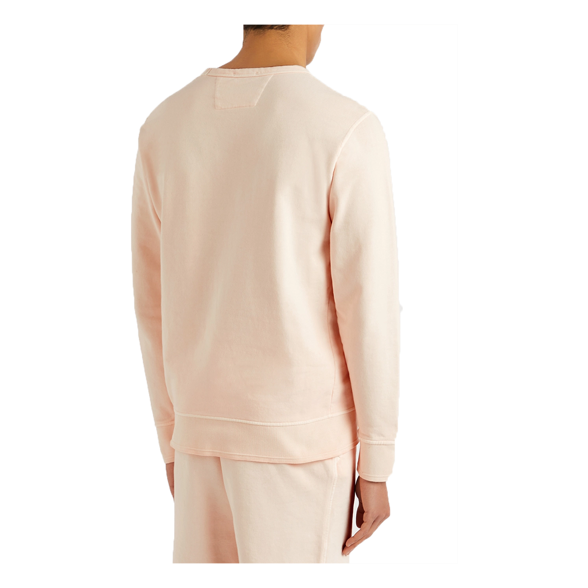 CP COMPANY COTTON RESIST DYED SWEATER IN BLEACHED APRICOT