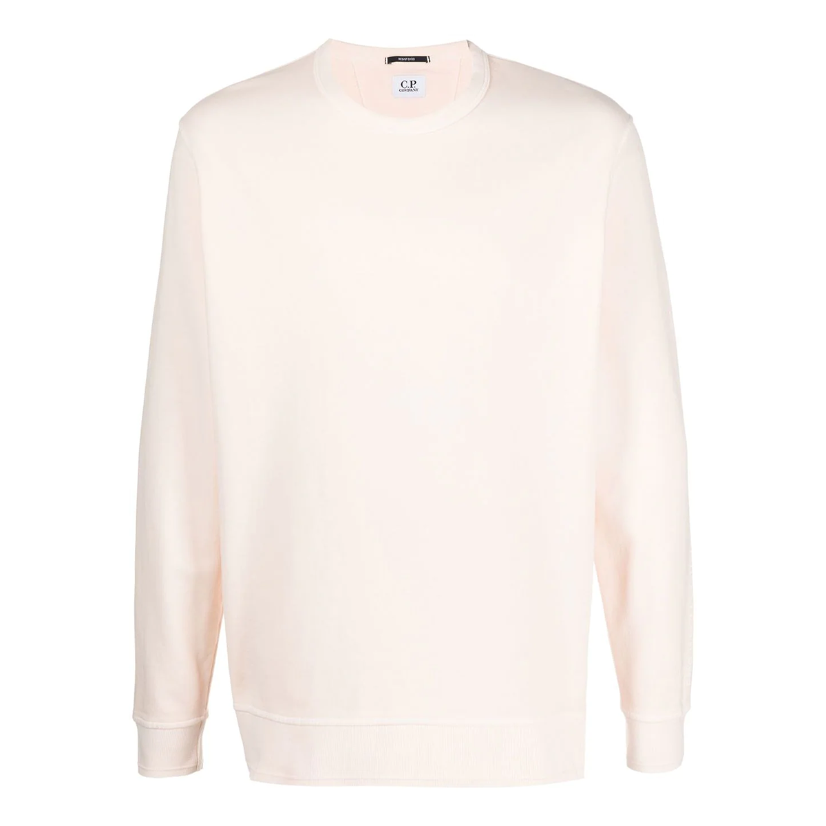 CP COMPANY COTTON RESIST DYED SWEATER IN BLEACHED APRICOT