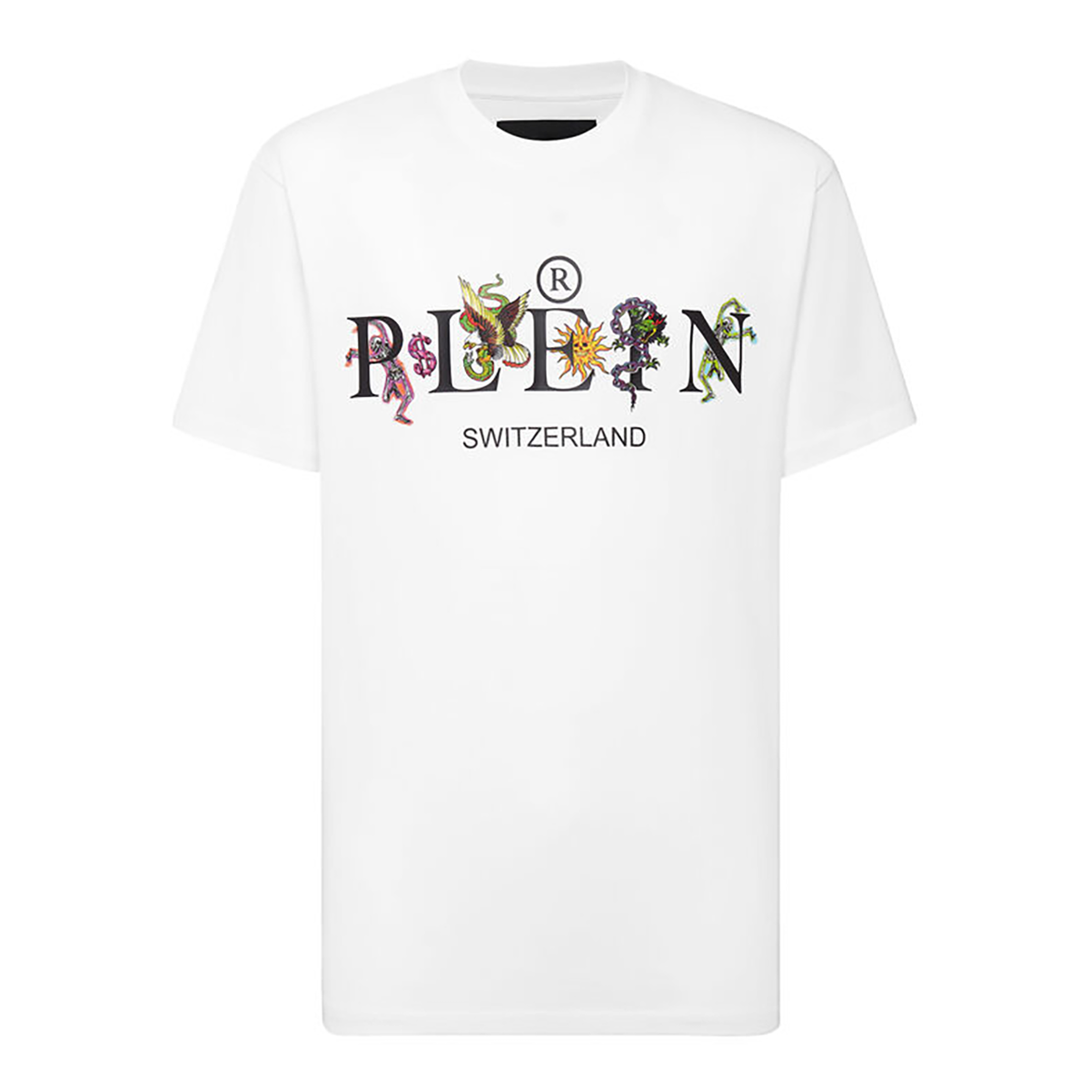 PHILIPP PLEIN ROUND NECK SS TATTOO T-SHIRT IN WHITE