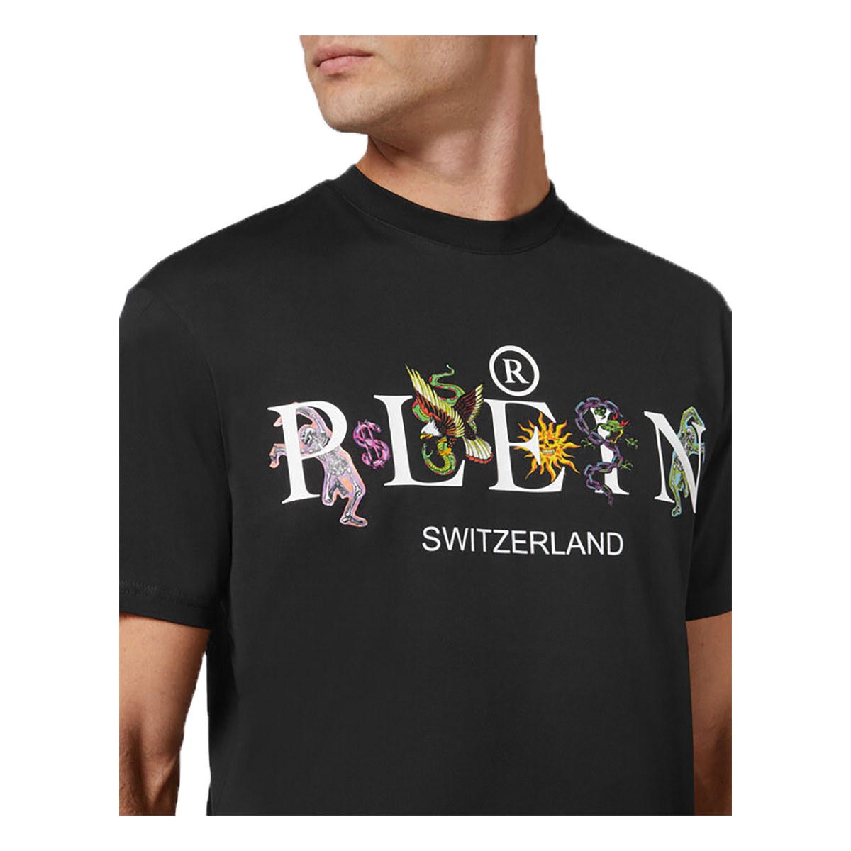 PHILIPP PLEIN ROUND NECK SS TATTOO T-SHIRT IN BLACK