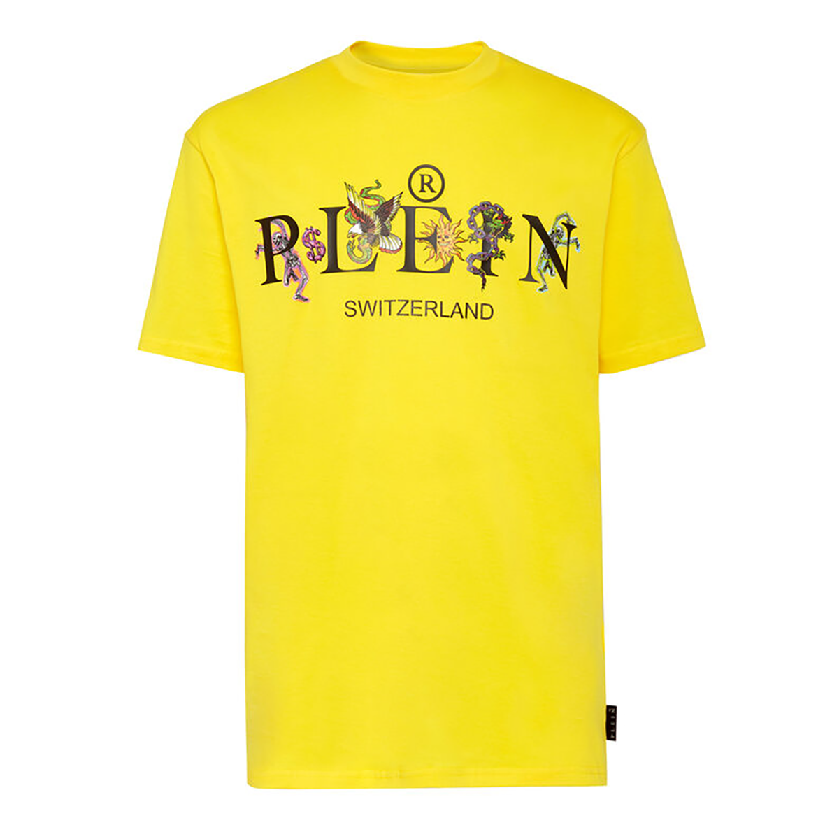 PHILIPP PLEIN ROUND NECK SS TATTOO T-SHIRT IN YELLOW